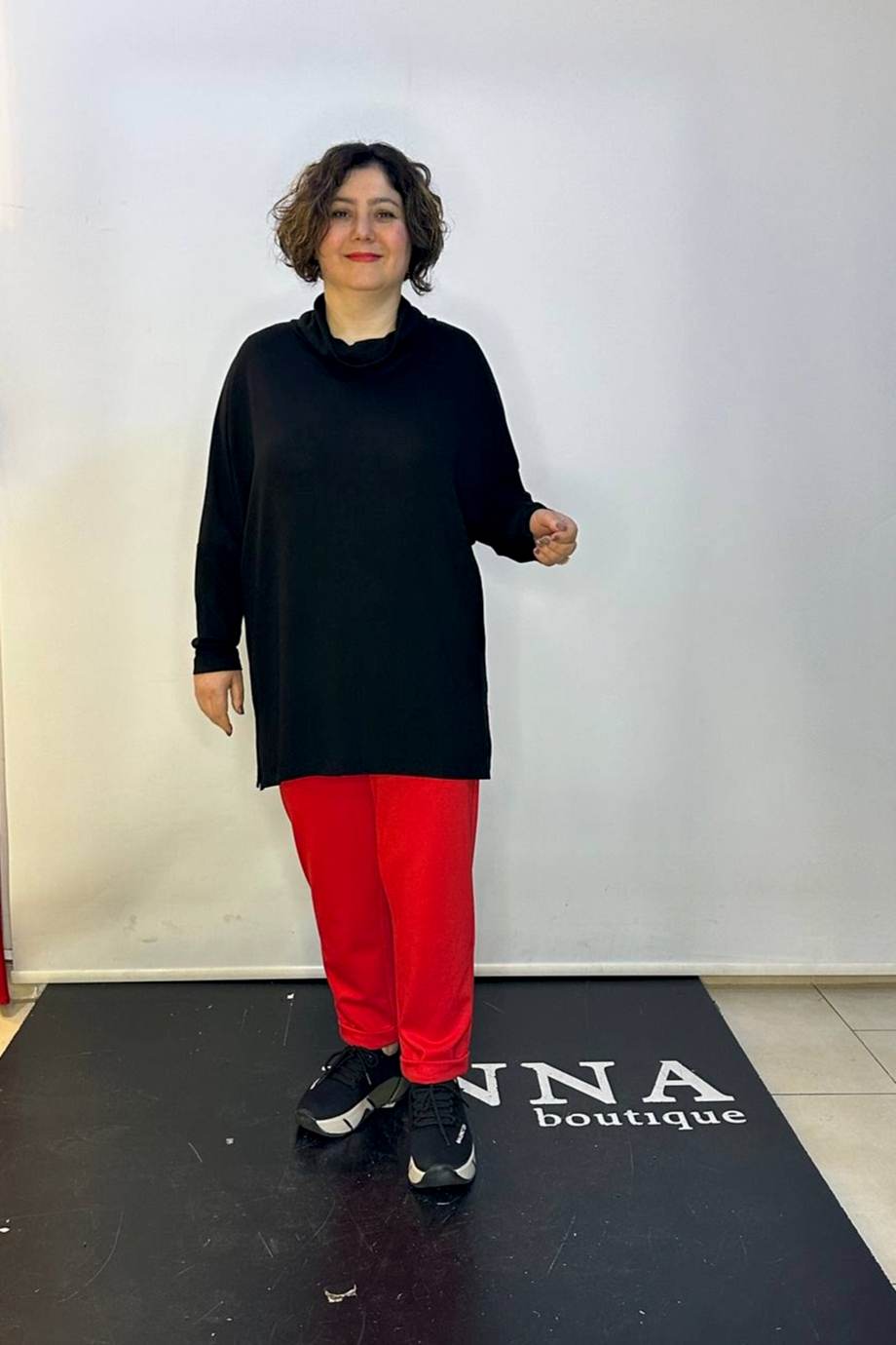 Büyük Beden Degaje Yaka Owersize Bluz Siyah