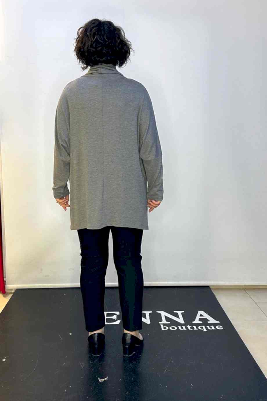 Büyük Beden Degaje Yaka Owersize Bluz Gri