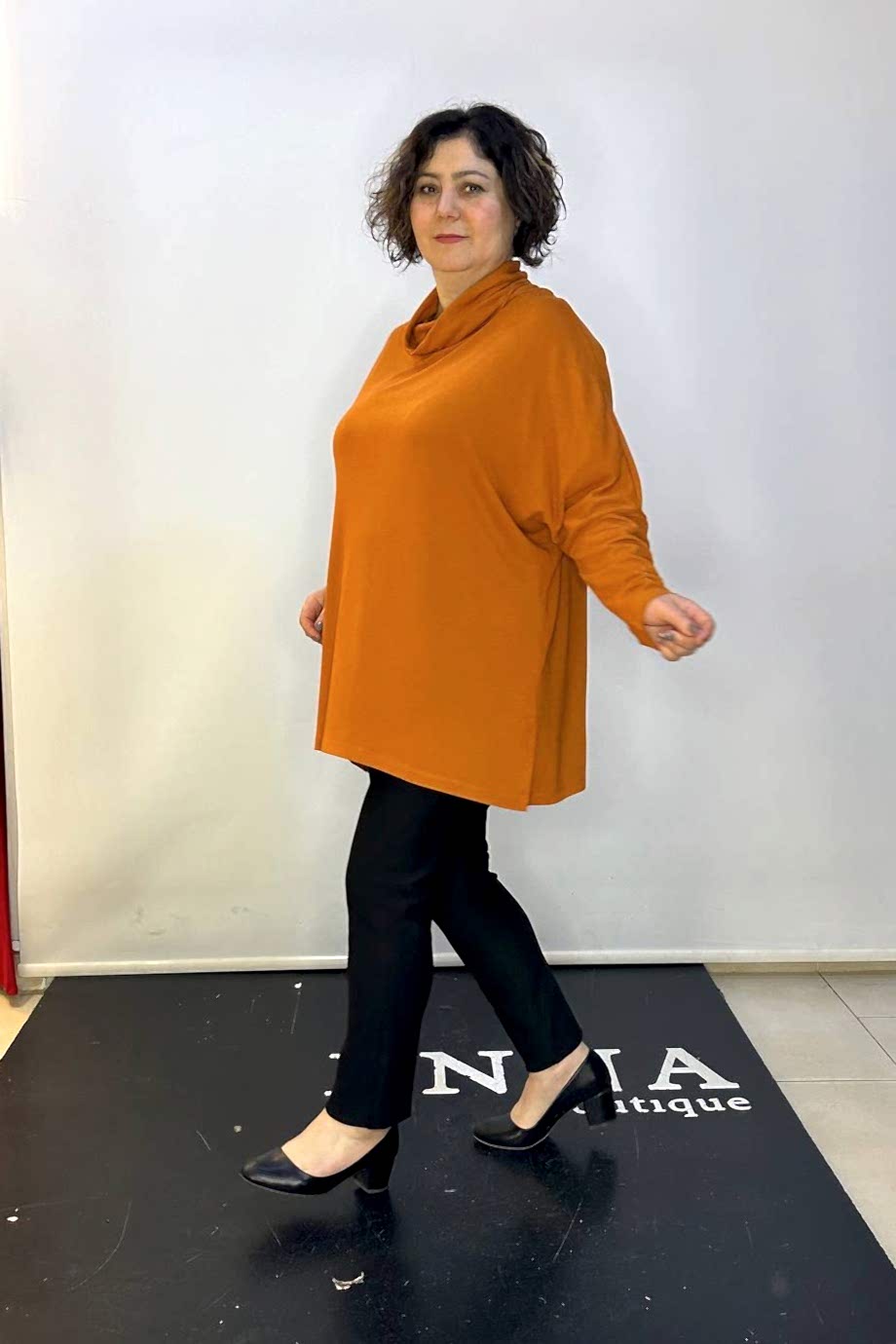 Büyük Beden Degaje Yaka Owersize Bluz Tarçın