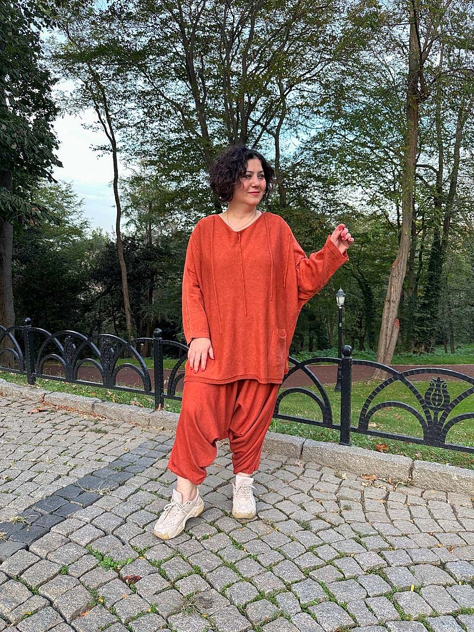 Owersize Pamuklu Triko Bluz Tarçın