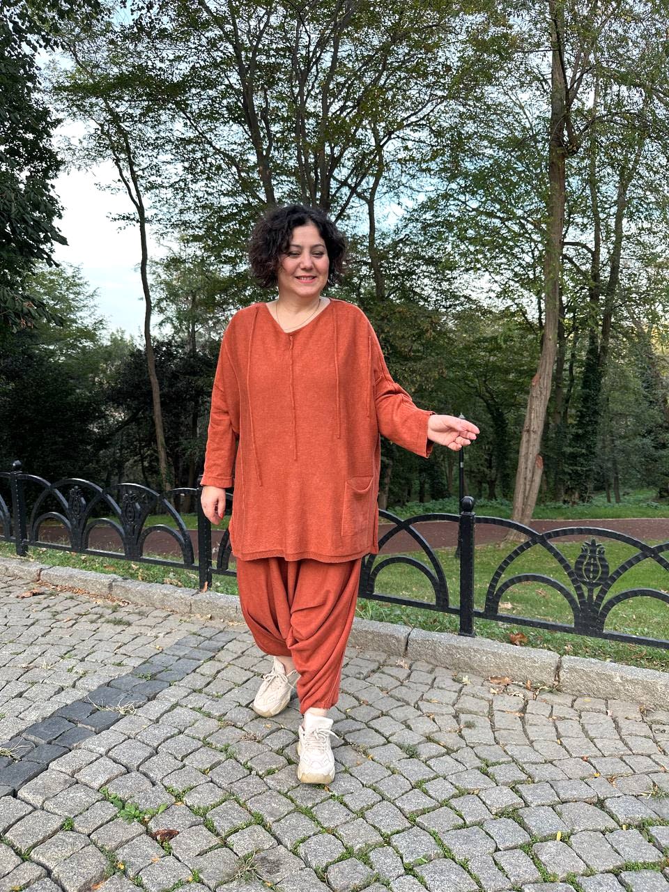 Owersize Pamuklu Triko Bluz Tarçın