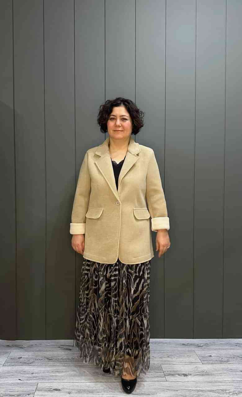 Scuba Kumaş Blazer Ceket Taş
