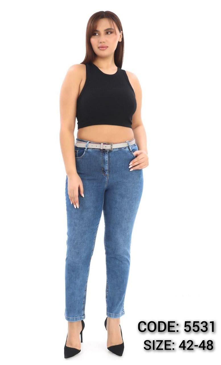Bilek Boy Boru Paça Kemerli Jean