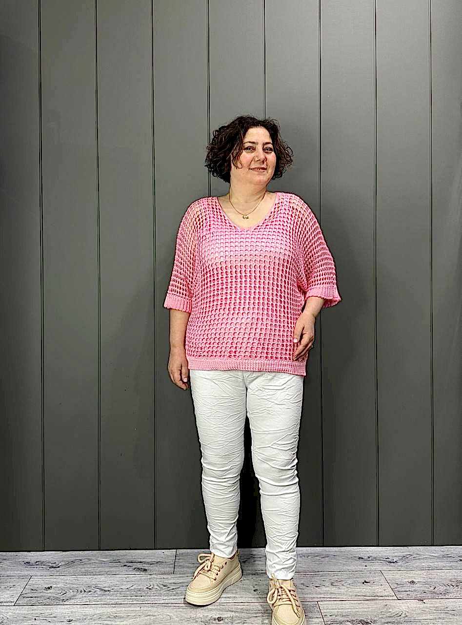 Fileli Atletli İtalyan Bluz Pembe